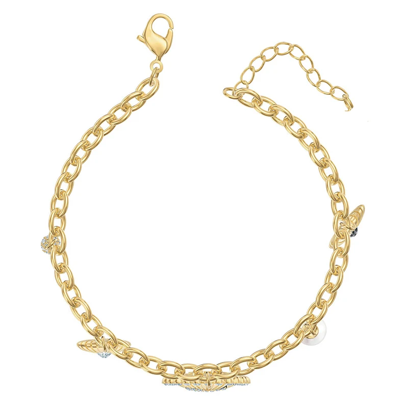 

SWA 2019 Fresh Fashion New Vintage Water Drop Bracelet Heart Shaped Crystal Pearl Female Romance Christmas Gift