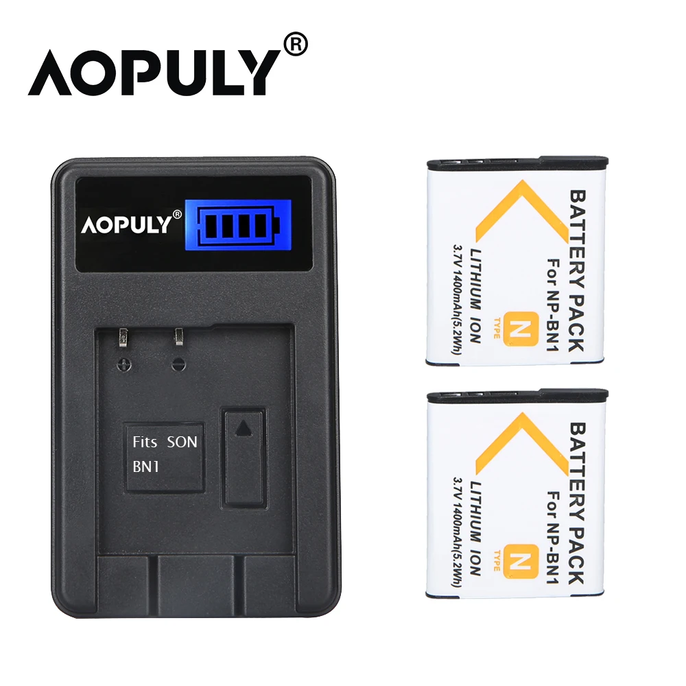 Аккумулятор AOPULY BN1 NP + зарядное устройство USB с ЖК дисплеем для цифровой камеры Sony
