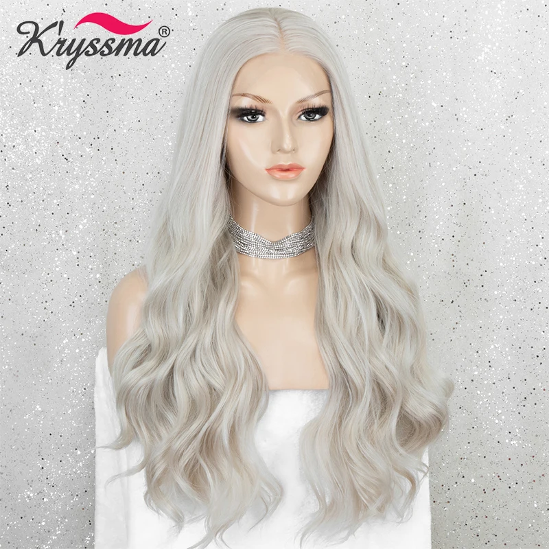 Парик Платиновый светлый Kryssma 13 × 4 парик на шнуровке спереди пыльный длинный
