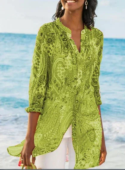 2019 Women's clothing Blouses &amp Shirts ladies tops plus size office casual long sleeve sexy boho holiday pink paisley ware | Женская