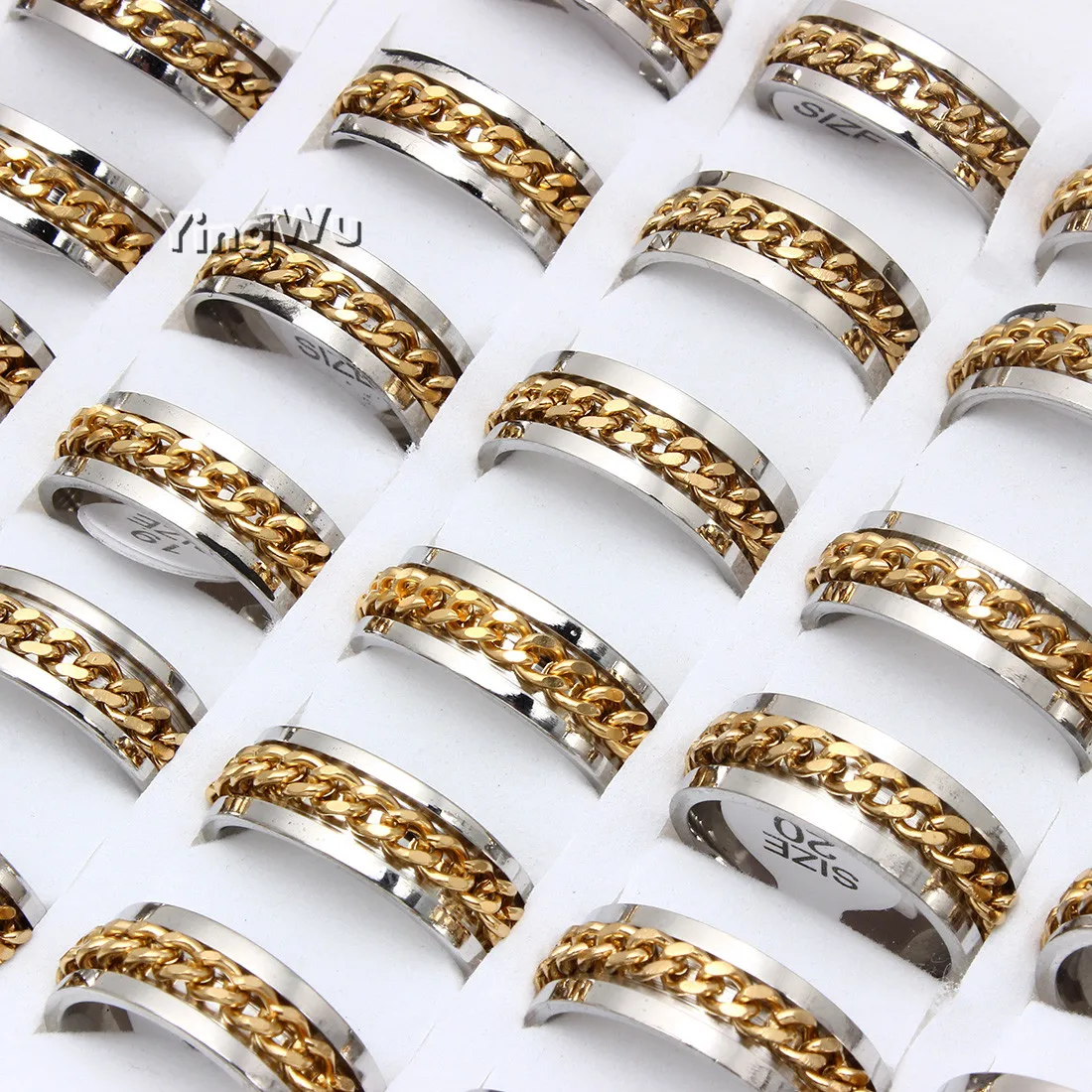 

Yingwu Top Quality 5pcs Men Titanium Steel Ring Chain Style Titanium Men & Women Ring Jewelry Free Shipping