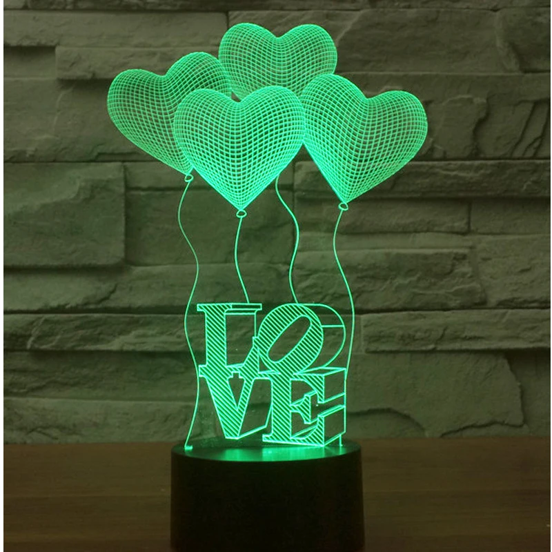 3D светодиодный ночной Светильник s воздушный шарик с надписью &quotлюбовь&quot 7