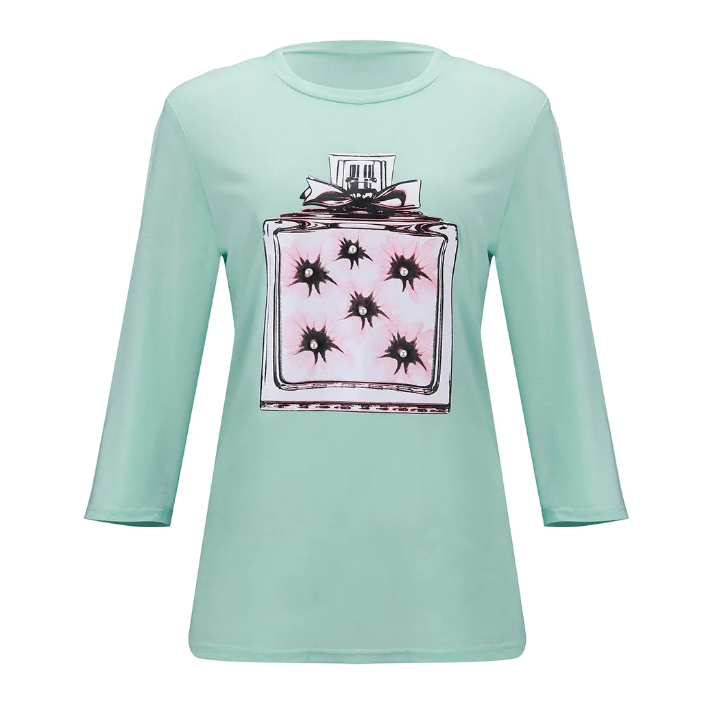 2019 Summer Perfume Printed Round Neck Short Sleeve Tees Women Casual T-Shirt Tops and Shirt | Женская одежда