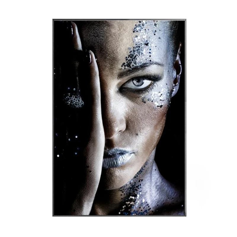 

African Black Woman Canvas Paintings On the Wall Art Posters And Prints Makeup Woman Art Cover Face Wall Pictures Home Decor