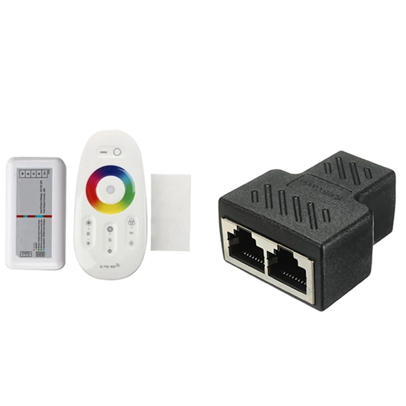 

1 Set LED Controller with Touch-Radio DC12-24V 2.4G Remote Control & 1 Pcs 2 Port RJ45 LAN Network Extender Connector