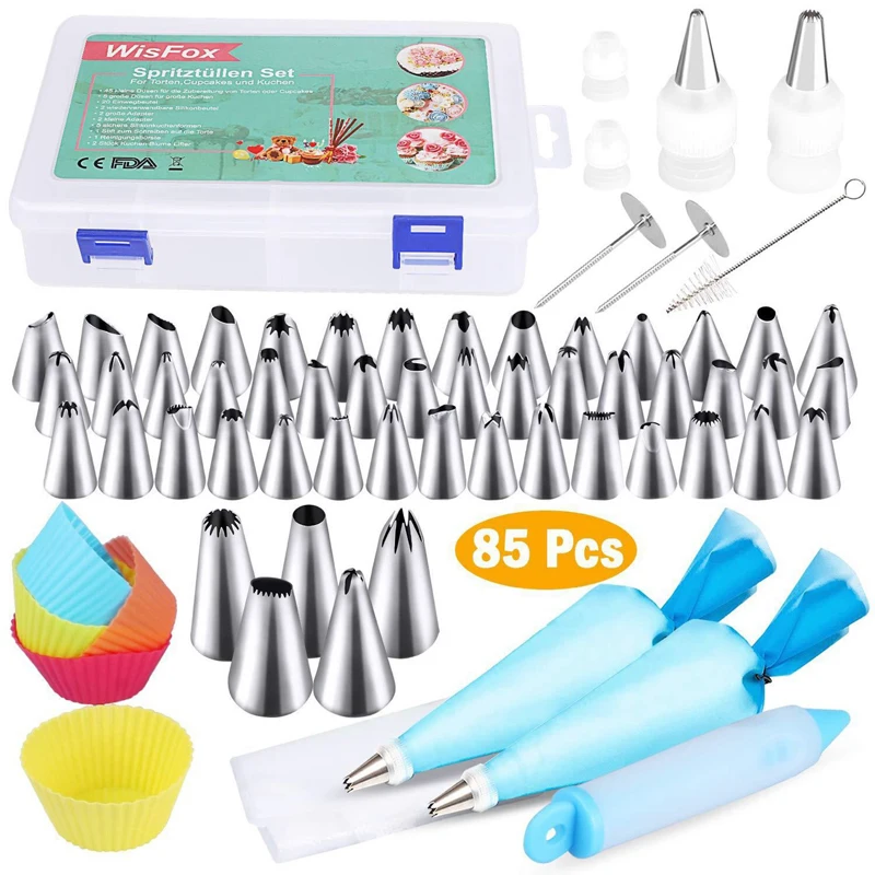 

Meibum Cake Decorating Kit Icing Piping Nozzles Tips Pastry Scraper Converter Silicone Cream Bag Cupcake Baking Supplies Tools