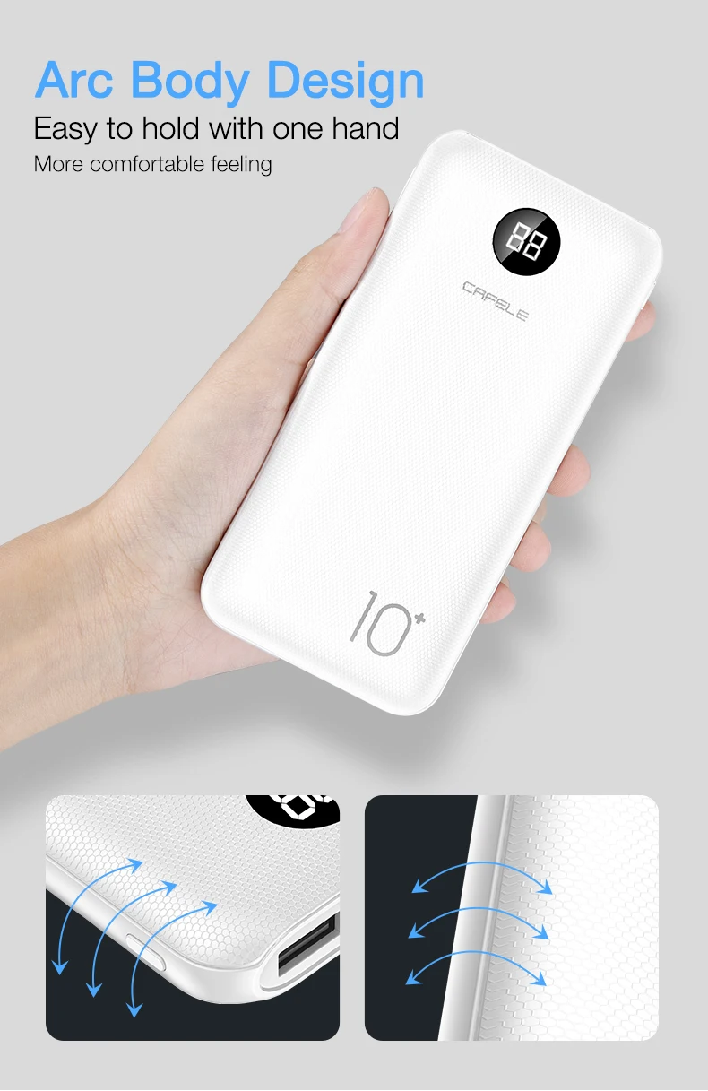 CAFELE 2 стиль ультра тонкий внешний аккумулятор для iPhone samsung Xiaomi huawei Универсальное портативное зарядное устройство двойной usb type C тройной выход