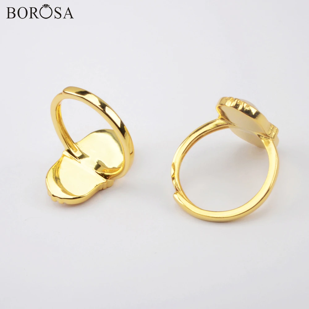 

BOROSA 1/5Pcs Gold Natural Shell Oval Rings for Women Mother of Pearl Pink Shell Adjustable Rings Gold Rings Jewelry WX1420
