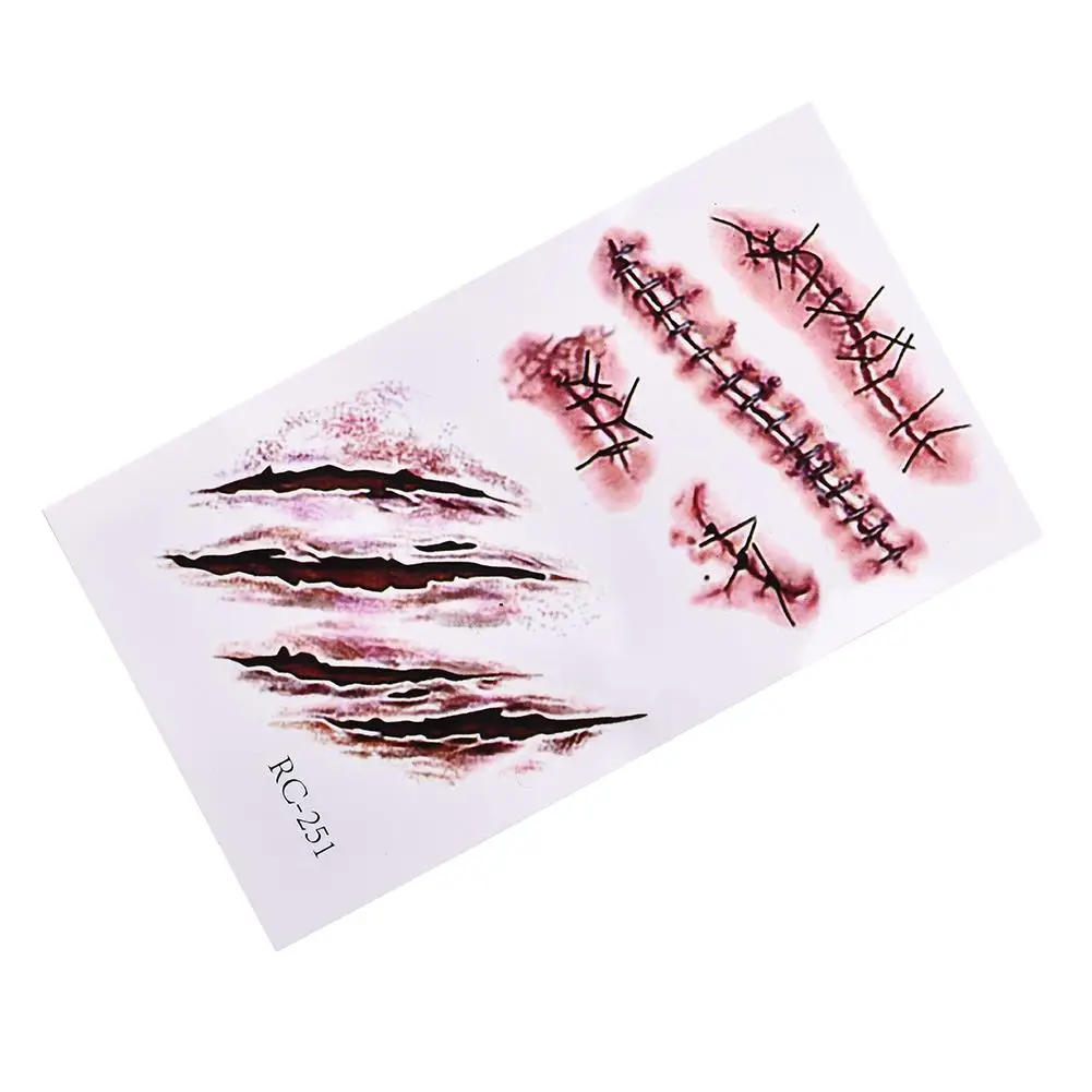 Наклейки для татуировок Хэллоуин ужас рана Реалистичная травма крови поддельные