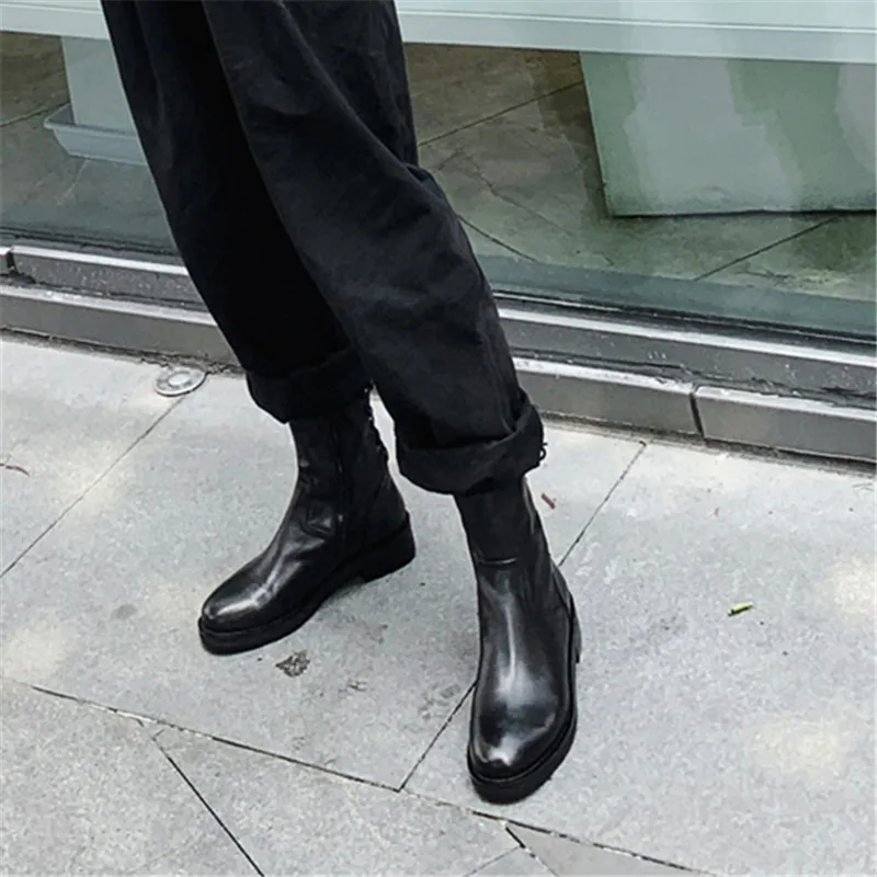 spesifikasi Sepatu Bot Matin Ritsleting Kulit Mobetty Sepatu Bot Pergelangan Kaki Hak Renda Lembut Wanita Sepatu Bot Pendek Hak Mode Baru Sepatu Bot Wanita