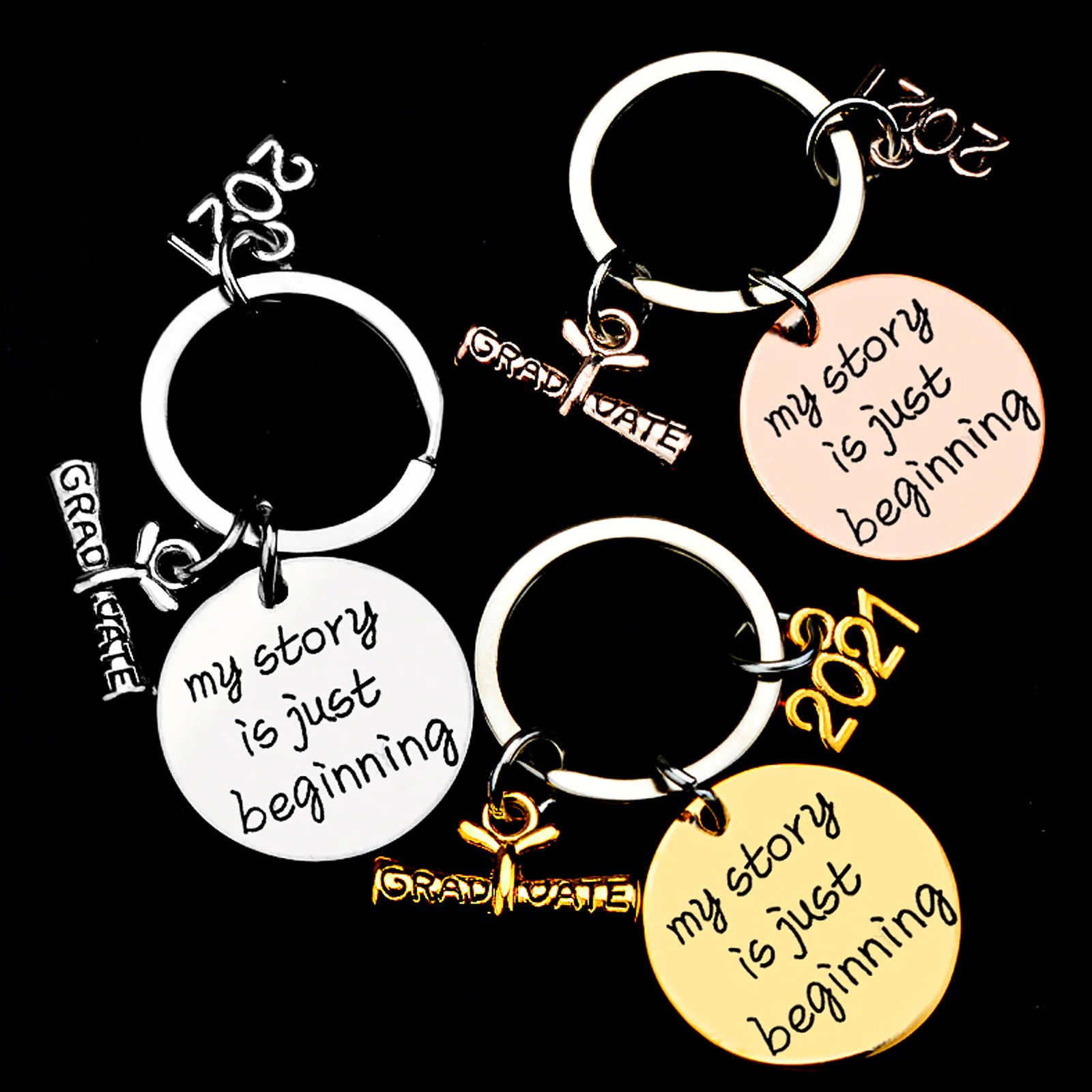 

2021 Graduation Stainless Steel Letter Keychain Behind You of All Your Memories Pendant Jewery Gifts