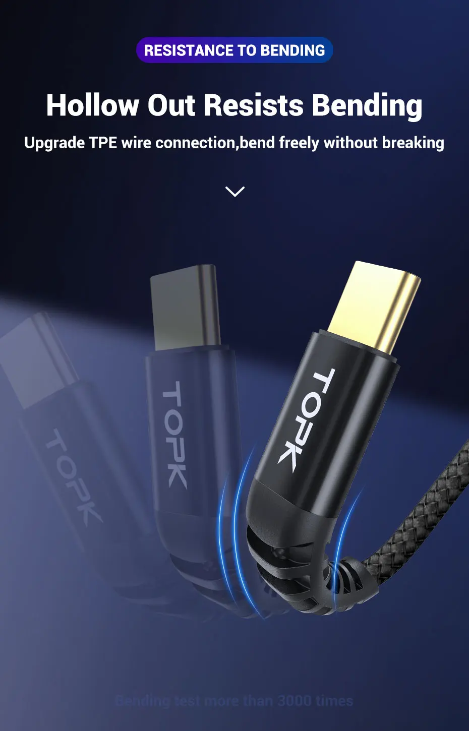 TOPK 60 Вт usb type C-type C кабель для samsung QC3.0 3A PD кабель для быстрой зарядки type-C USB-C кабель для передачи данных для huawei Xiaomi Oneplus