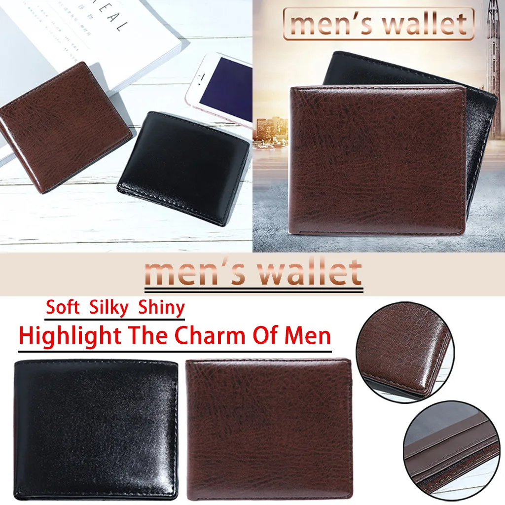 Кошелек мужской двойной из искусственной кожи модный бумажник для удостоверения