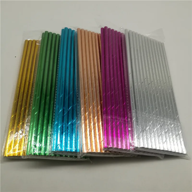 25 шт. золотистого и серебряного цвета фольгированные Полосатые Бумажные