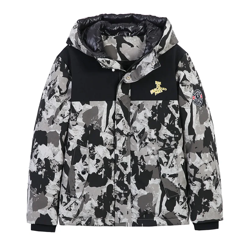 AYR907402 Gray Пионерский лагерь, модный Камуфляжный светильник, тонкий пуховик, зимняя куртка, Мужская брендовая одежда с капюшоном, 90% белый утиный пух, мужской пуховик AYR705173 - Цвет: AYR907402 Gray