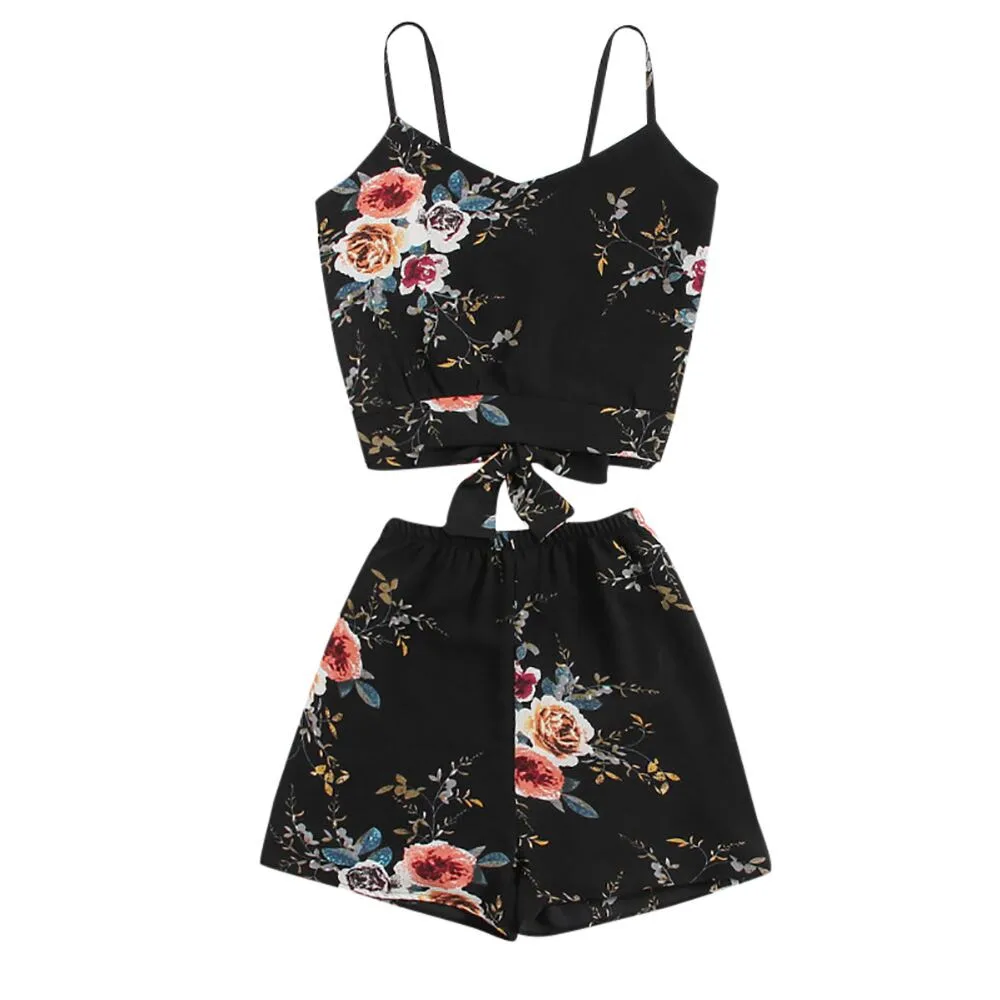 Летняя одежда для женщин 2020 модный топ без рукавов с цветочным принтом на