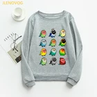 Женская толстовка с Гнездо для попугая принтом, милые худи с рисунком радужных птиц, зимняя уличная одежда