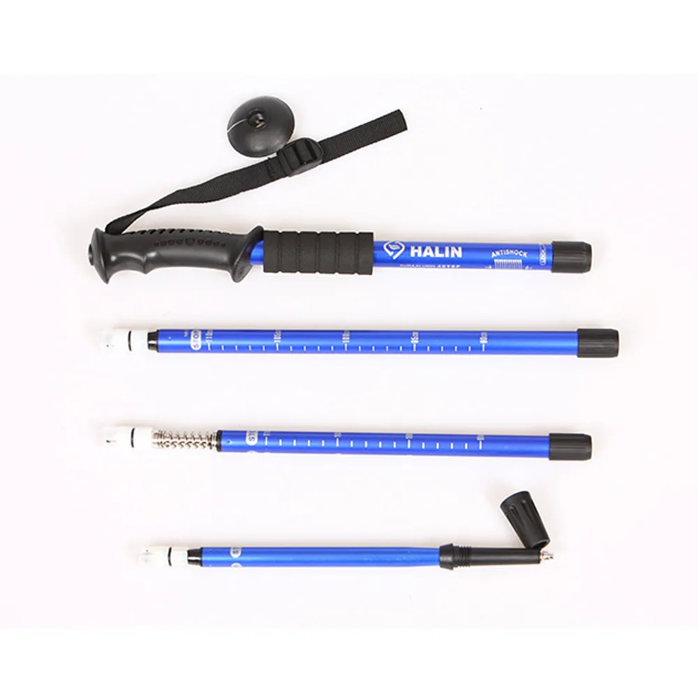 

1pcs Straight Grip-Handle Stick Adjustable Aluminum Mountain Climbing Walking Stick Four Section Telescopic Trekking Pole