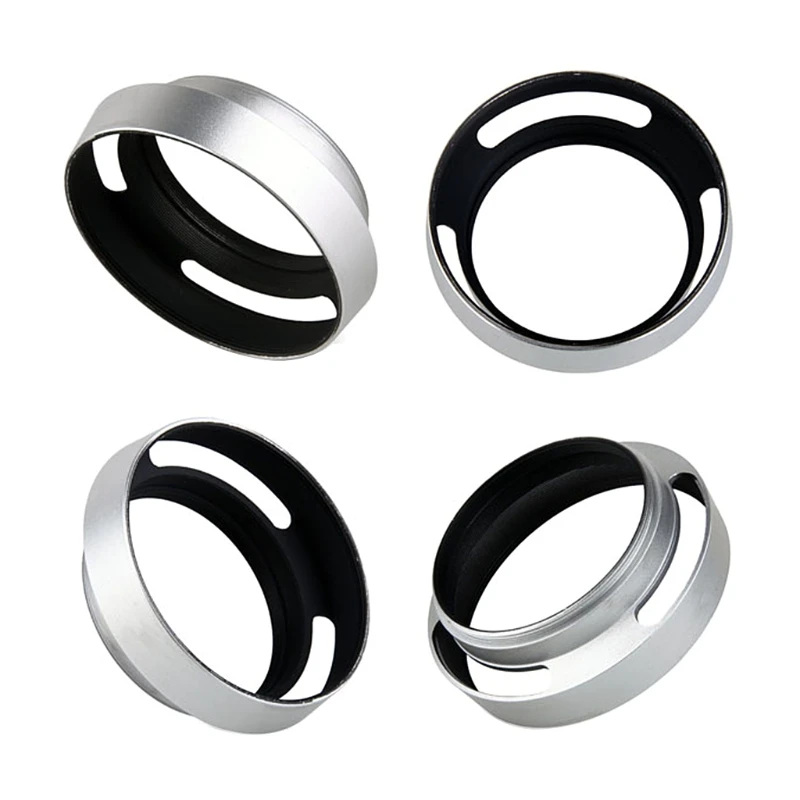 40.5mm Aluminium Silver Lens Oblique Cover Internal Thread Hood For Leica Slr Silver Metal Cutout Lens Hood