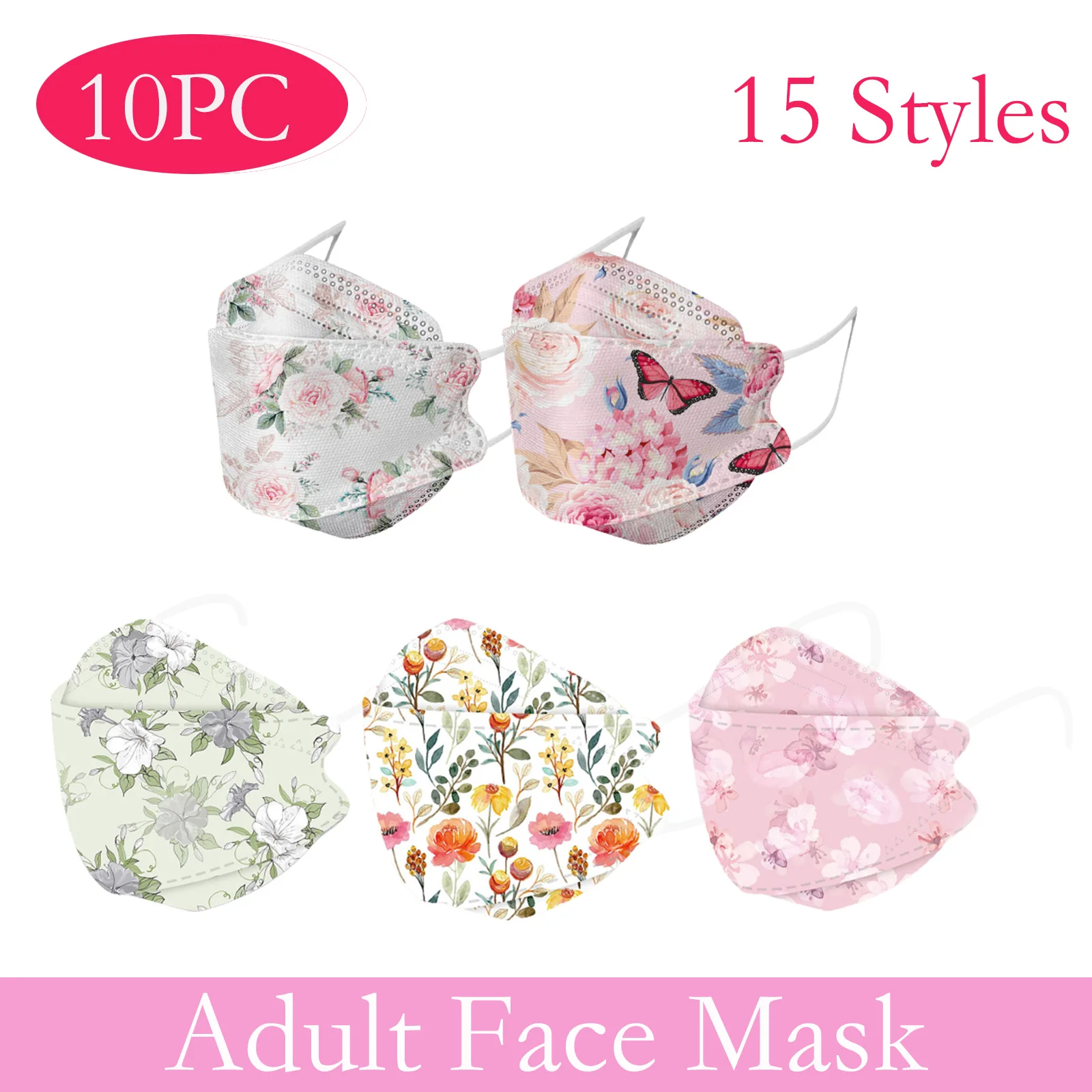 

10 шт., одноразовые маски для взрослых, 3 слоя