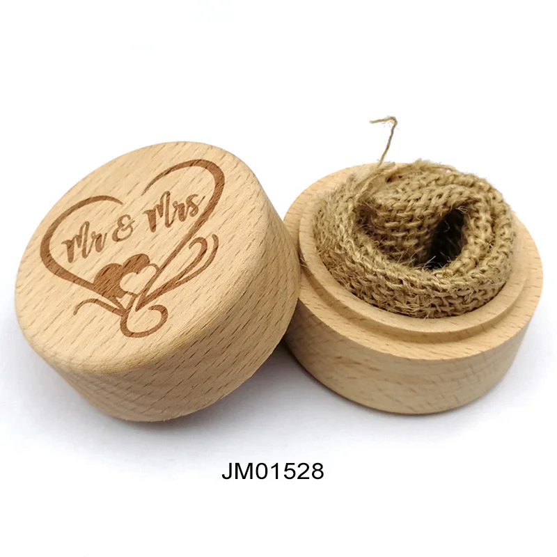 JM01528 DIY ручной работы винтажный свадебный Декор круглые кейсы для хранения бижутерии 5,2*4,2 см ожерелье серьги контейнер 1 шт деревянная коробочка для колец - Цвет: JM01528