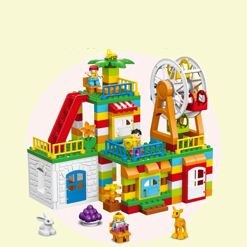 

185PCS Classic Ferris Wheel Park Big Size Building Blocks Family House Construction Building Blocks DIY Brick Toy For Children