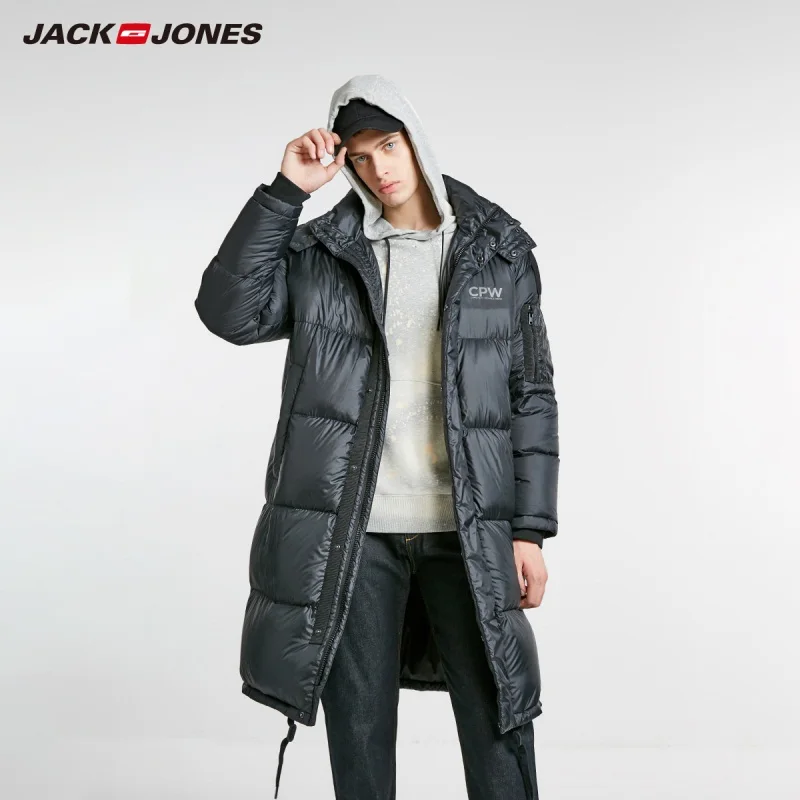 JackJones мужской зимний длинный пуховик с капюшоном парка пальто верхняя одежда