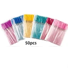 Набор блестящих одноразовых кистей для завивки ресниц, щеточки для нанесения туши, щеточки для бровей, расческа, палочки, инструменты для макияжа, 50 шт.