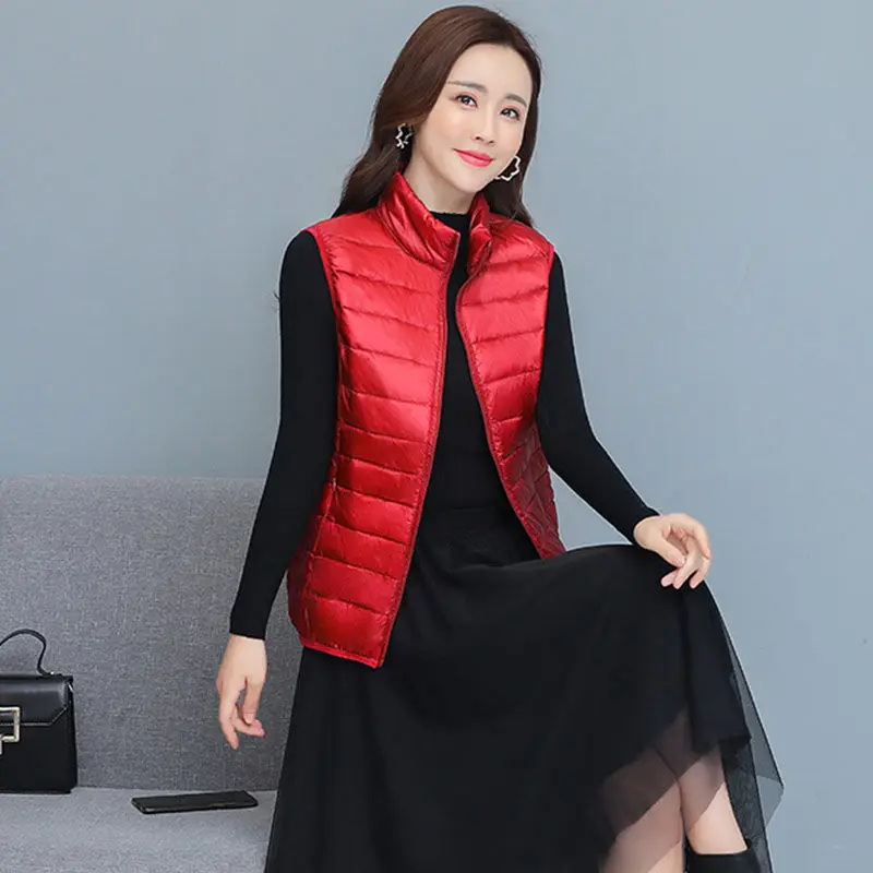 

Winter Women's Sleeveless Ultra Light Down Vests Slim Jacket Girl Gilet Plus Lightweight Windproof Warm Waistcoat Chaleco Mujer