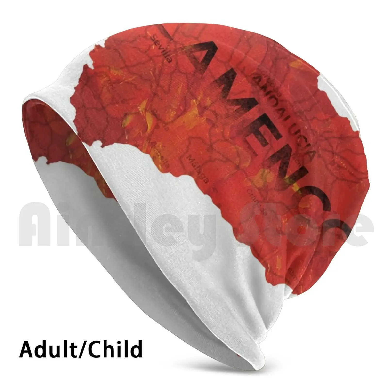 

Andalusia Flamenco Map-Black Lettering Beanies Pullover Cap Comfortable Flamenco Spain Spanish Andalusia Festival