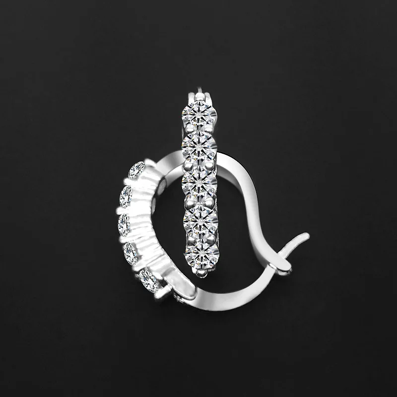 Модные серьги-гвоздики серебряного цвета Роскошные инкрустированные Стразы U