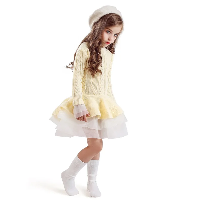 Рождественское платье с оленями для маленьких девочек длинным рукавом Зимний