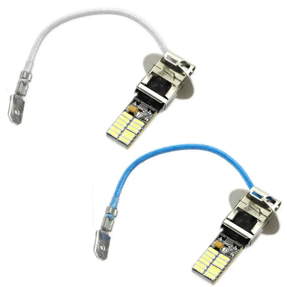 24-SMD-4014 H3 6500K HID ксенон белый светодиодный лампы для Противотуманные фары или