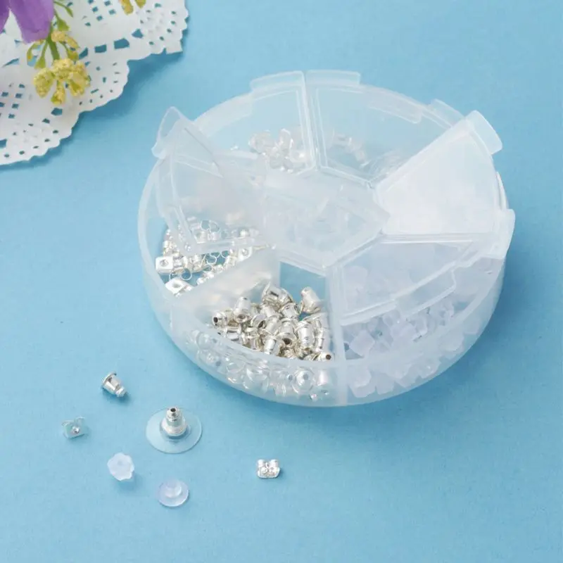 

260 Pcs Plastic Box Earring Safety Back Stoppers Stud Plugs Ear Post Set Mixed