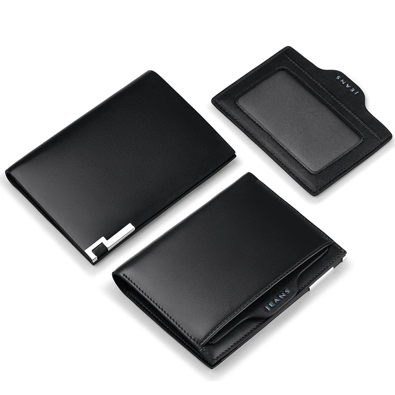 WILLIAMPOLO ultra thin leather wallet men's short fashionable multifunctional buckle clip detachable driver's license card cover