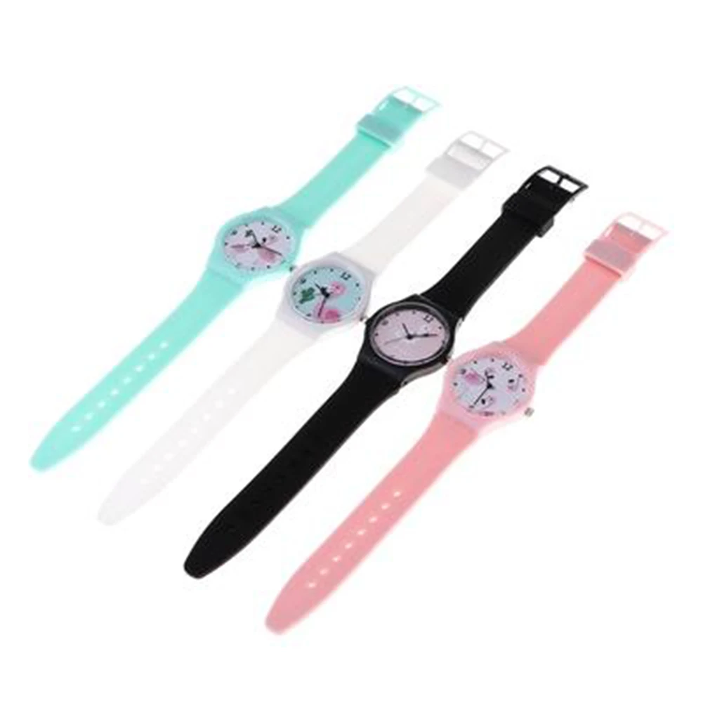 

New Cartoon Flamingo Women Round Dial Analog Display Silicone Band Quartz Watch Gift erkek kol saat reloj mujer 2019 New