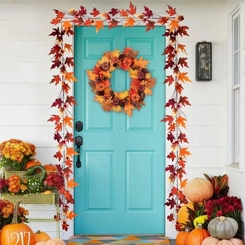 Гирлянда из искусственных кленовых листьев 2 4 м Осеннее украшение для дома