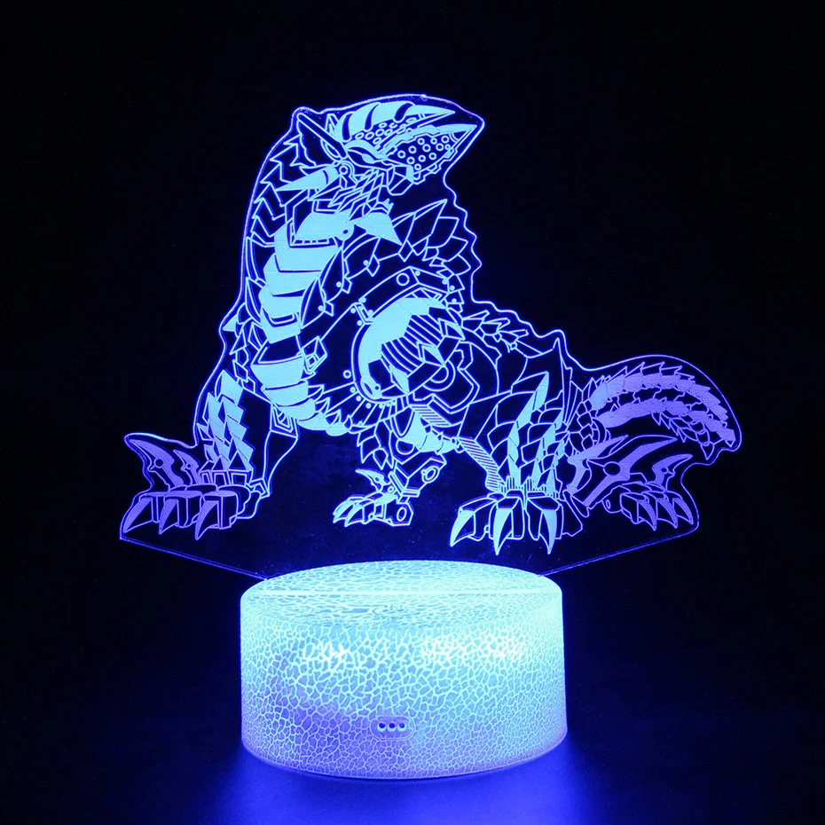 Dragon Sleep Lights Dinosaur RGB Color USB Lamp 3d Nightlight Illusion Monster Hunter Monsters Figure Gifts |