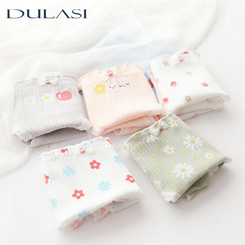 

Трусы женские кружевные хлопковые, с цветочным принтом, для девочек