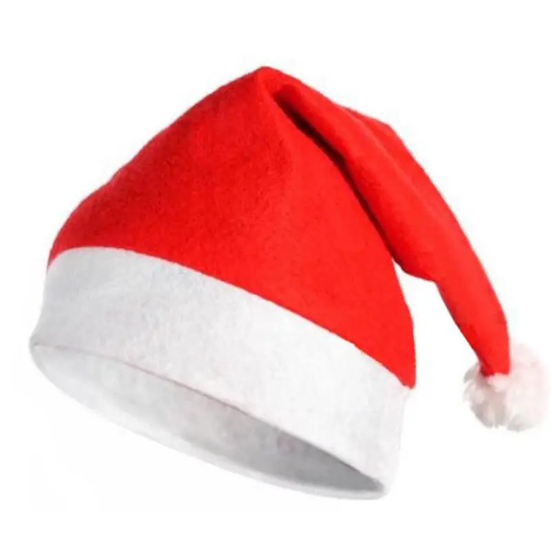 

5 Piece Christmas Hats Red Color Non-Illuminated New Year Decoration Cloth Material Santa Clause Navidad Caps Festival For Kids
