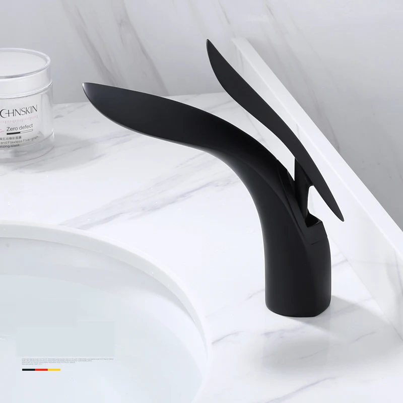 black paint Латунный Смеситель для раковины, Золотой полированный/черный/белый/хром, смеситель для раковины, кран для горячей и холодной воды - Цвет: black paint