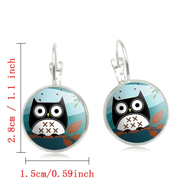 Женские Модные хрустальные серьги гвоздики сова фото стекло бижутерия Купольные