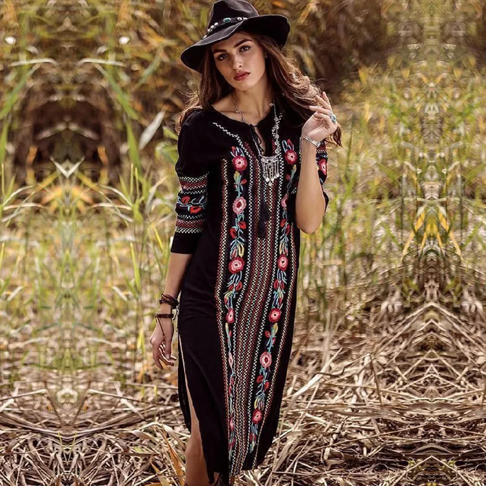 Хлопковая пляжная туника-Кафтан с вышивкой накидка для пляжа женское бикини