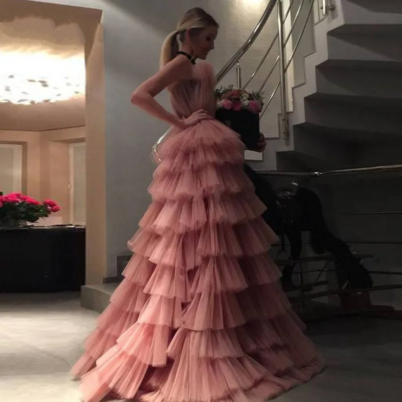 

Evening Prom Celebrity Dresses 2020 Woman's Party Night Cocktail Long Tulle Dresses Plus Size Dubai Arabic Formal Dress
