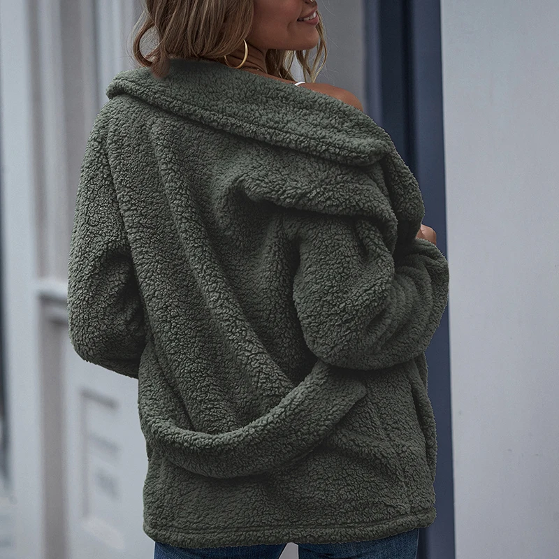 

2021 Overcoat Autumn Winter Women Coat Stylish Female Thick Warm Khaki Double-Breasted Jackets Outerwear Casual Streetwear XL