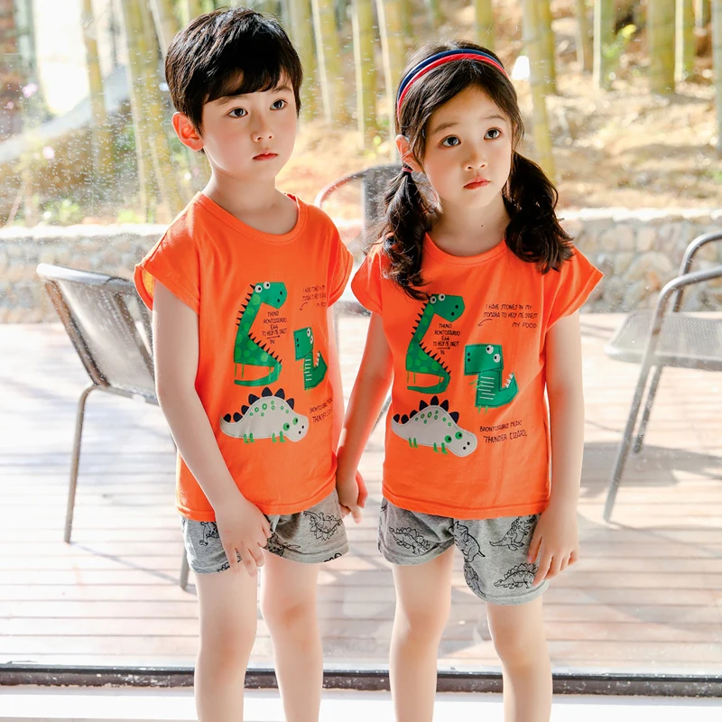 

Children Pajama Sets Summer House Sleepwear for Boys Girls Night Pajamas Tee Tops + Shorts Cotton% Cotton Breathable Comfortable