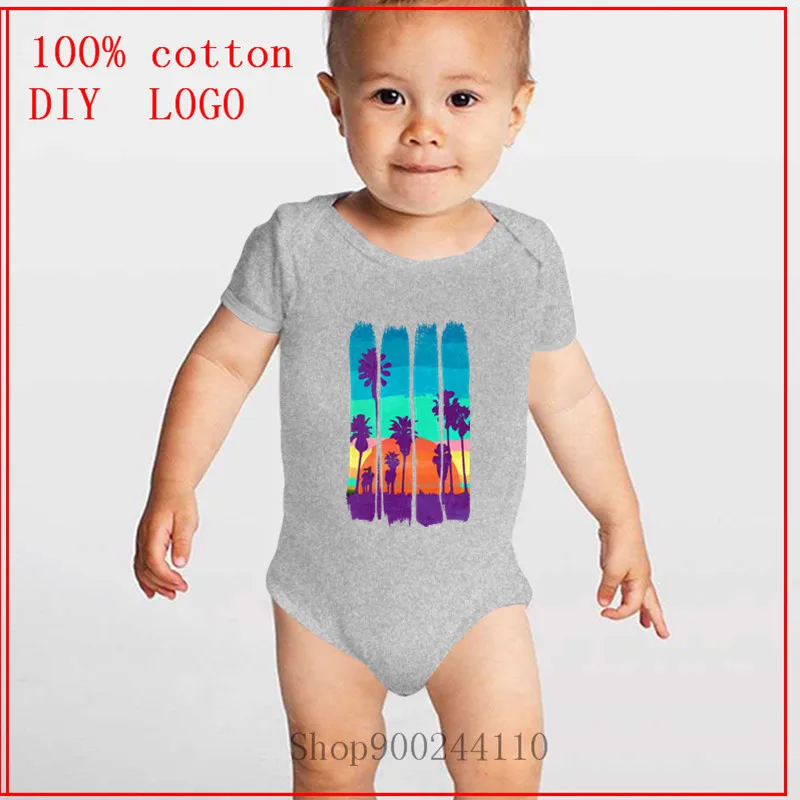 Винтажные кисти Майами пляжное летнее закат Печать Боди для малышей