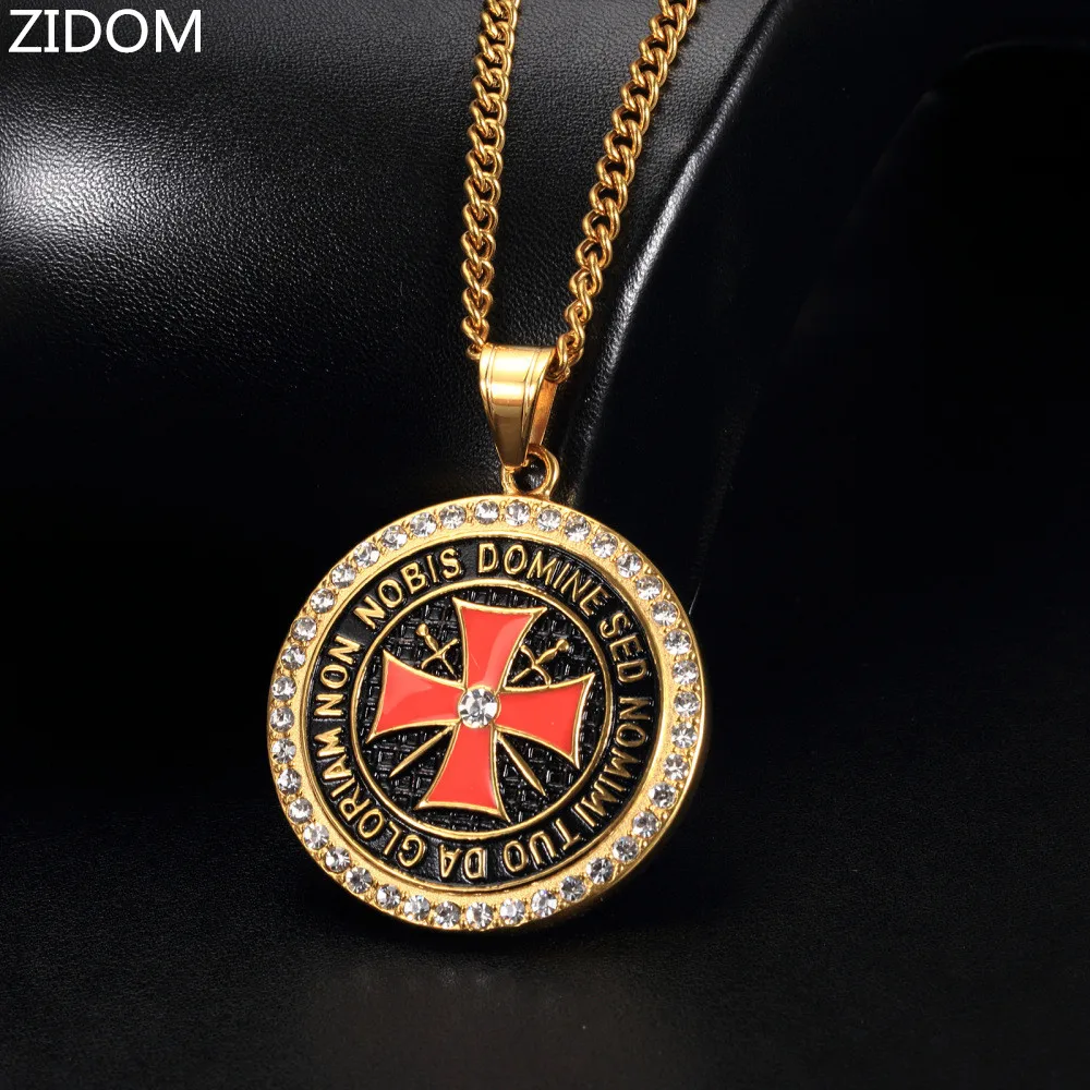 Мужские ожерелья с подвеской в стиле хип хоп со льдом крест из нержавеющей стали