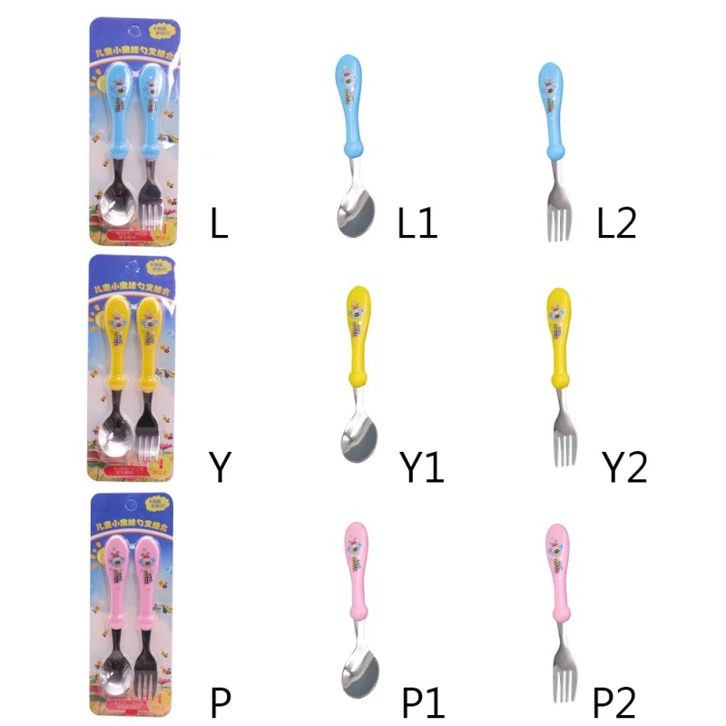 

Children Spoon Forks Cartoon Bee Kids Stainless Steel Kids Cutlery Portable Baby Feeding Utensils Baby Spoons Baby Tableware Set