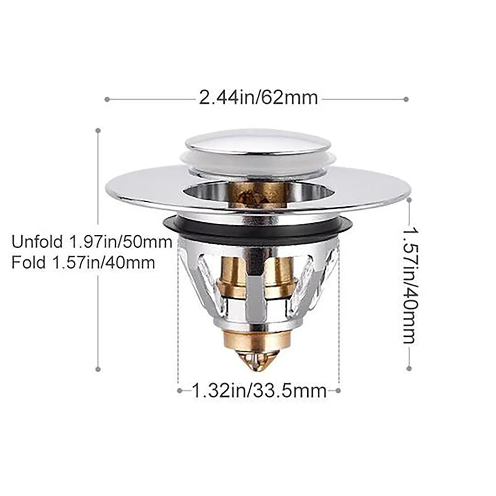 

Stainless Steel Sink Strainer Pop-up Filter With Ball Core Pressure Basin Universal Edition Stainless Steel Core Push Stainless